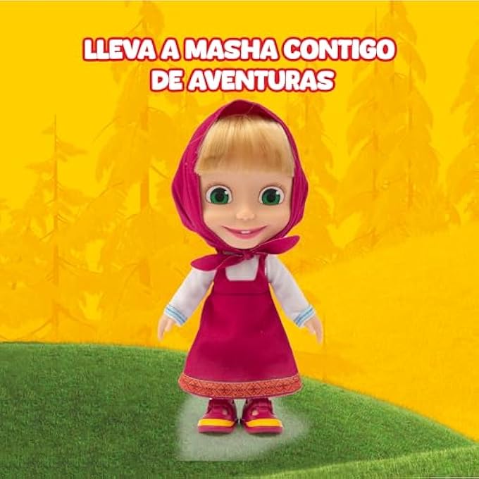 Giochi Preziosi دميه ماشا من مسلسل ماشا والدب 23 سم ارتفاع شخصية أيقونية بفستان صيفي وشال كلاسيكي مناسب للأطفال الصغار - Image 4